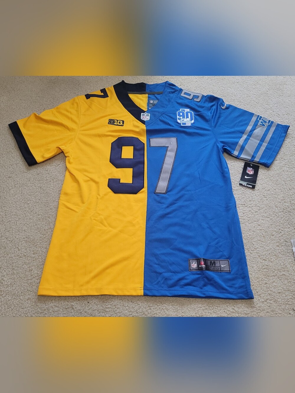 Aidan Hutchinson#97 Detroit Lions / Wolverines Split Stitched NFL Jersey Men  M